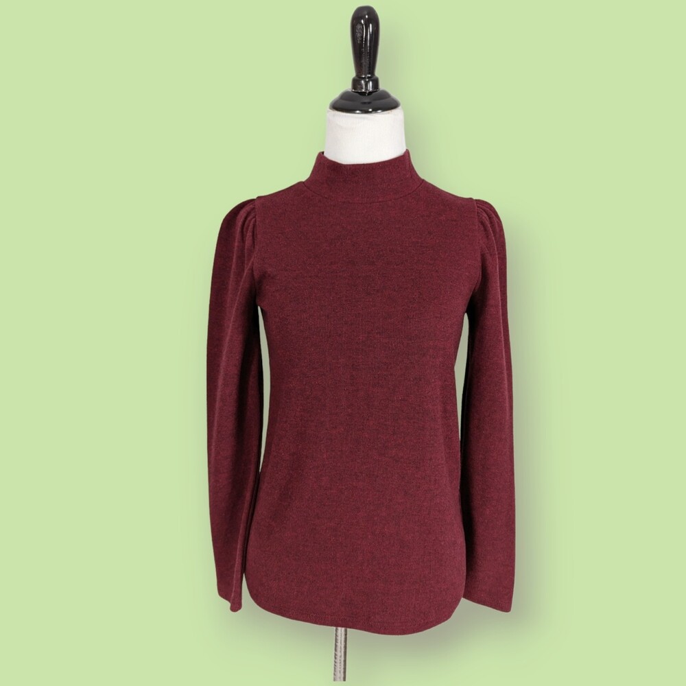 Madewell Women's Plush Mockneck‎ Puff-Sleeve Top XS Nb512